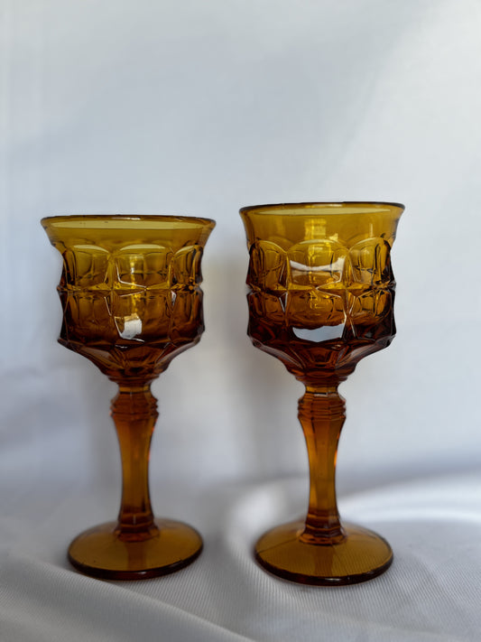 Indiana Glass Amber Tea Candle Holders