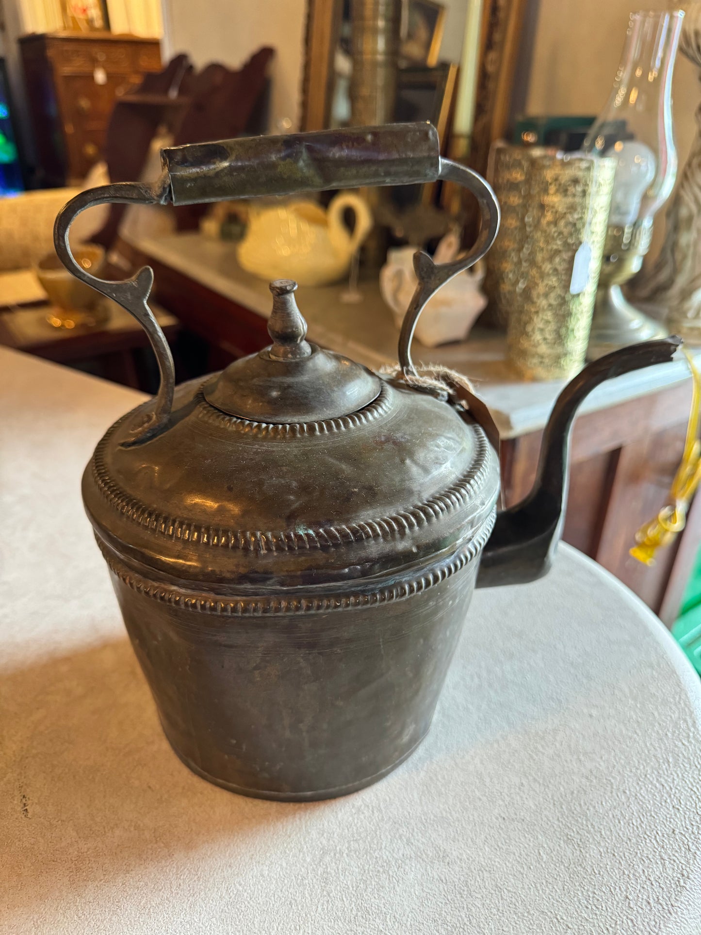 Antique brass tea kettle